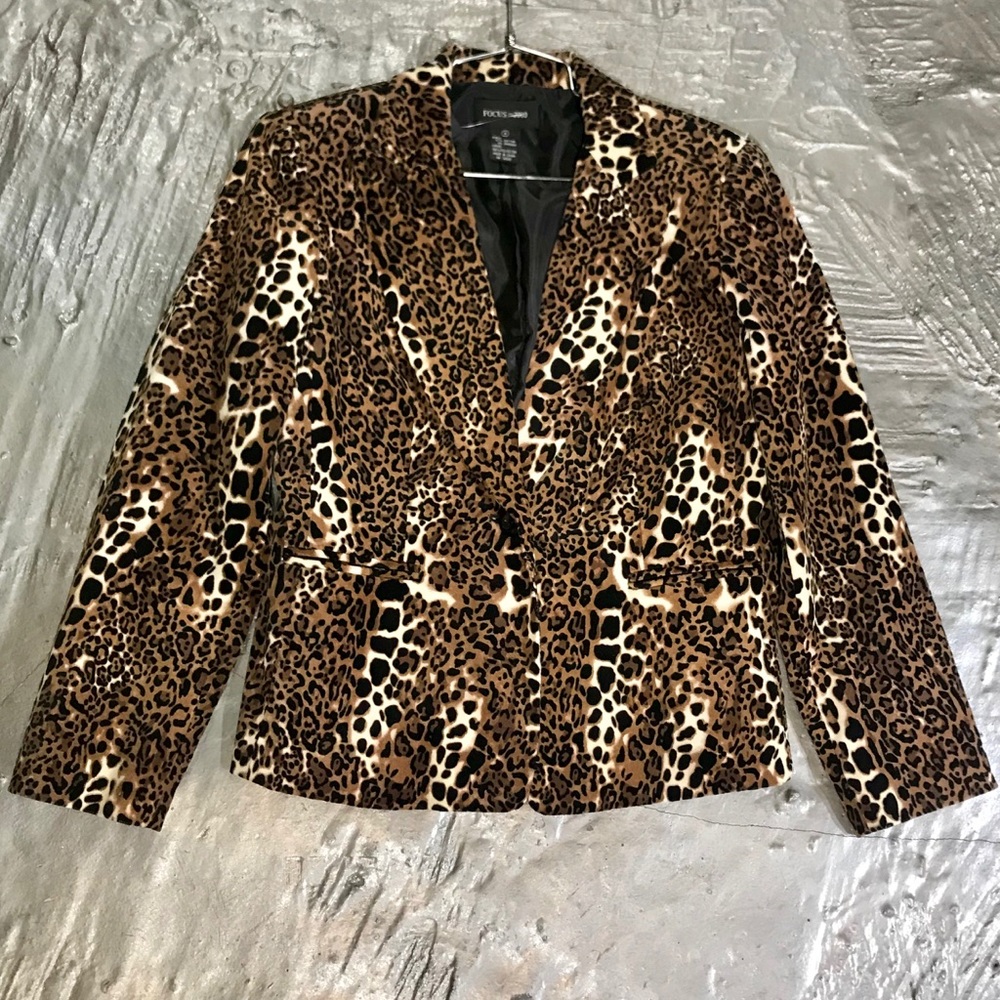 Focus leopard print velour blazer jacket